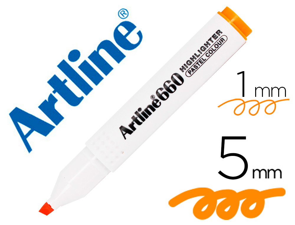ROTULADOR ARTLINE FLUORESCENTE EK-660 NARANJA PASTEL PUNTA BISELADA
