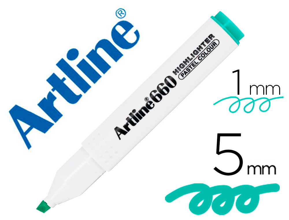 ROTULADOR ARTLINE FLUORESCENTE EK-660 VERDE PASTEL PUNTA BISELADA