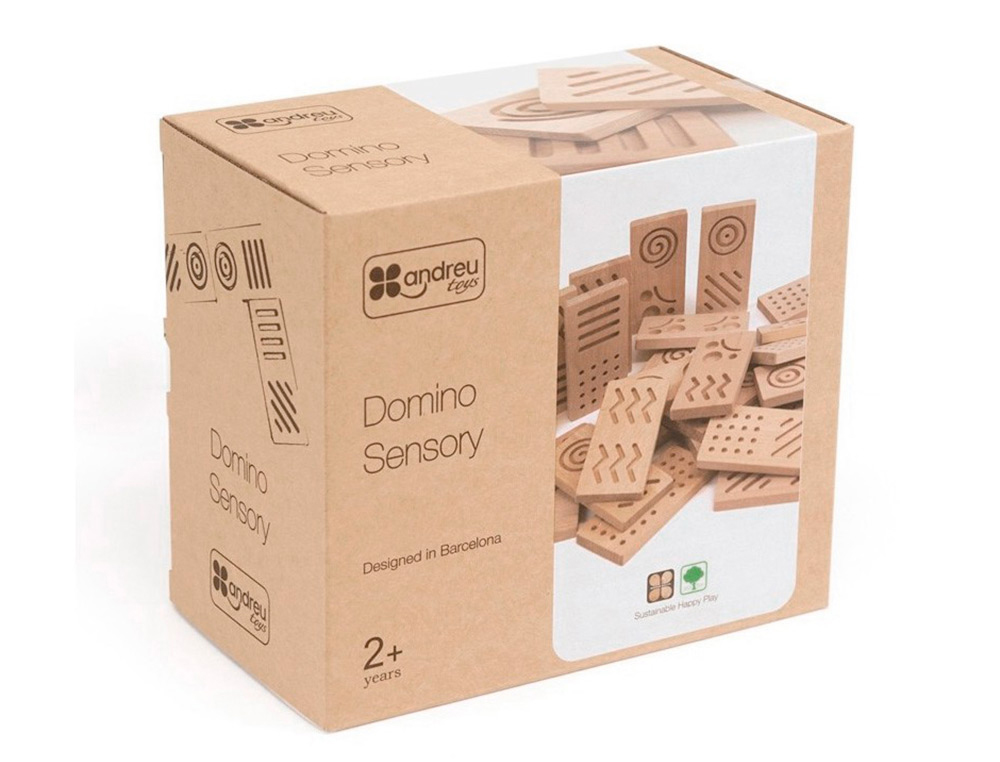 JUEGO DIDACTICO ANDREUTOYS DOMINO SENSORIAL MADERA 28 PIEZAS