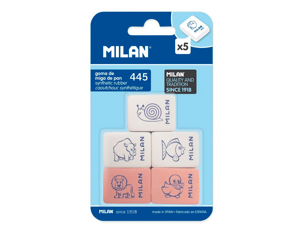 GOMA DE BORRAR MILAN 445 BLISTER DE 5 UNIDADES