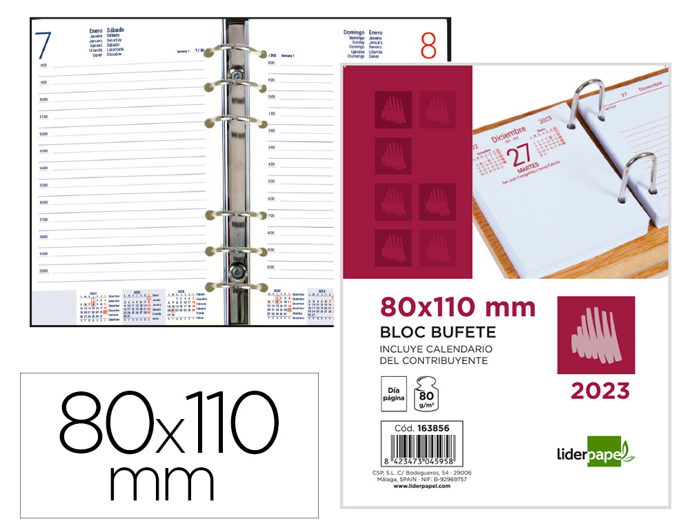 BLOC BUFETE LIDERPAPEL 2023 80X110 MM PAPEL 80 GR TEXTO EN CATALAN