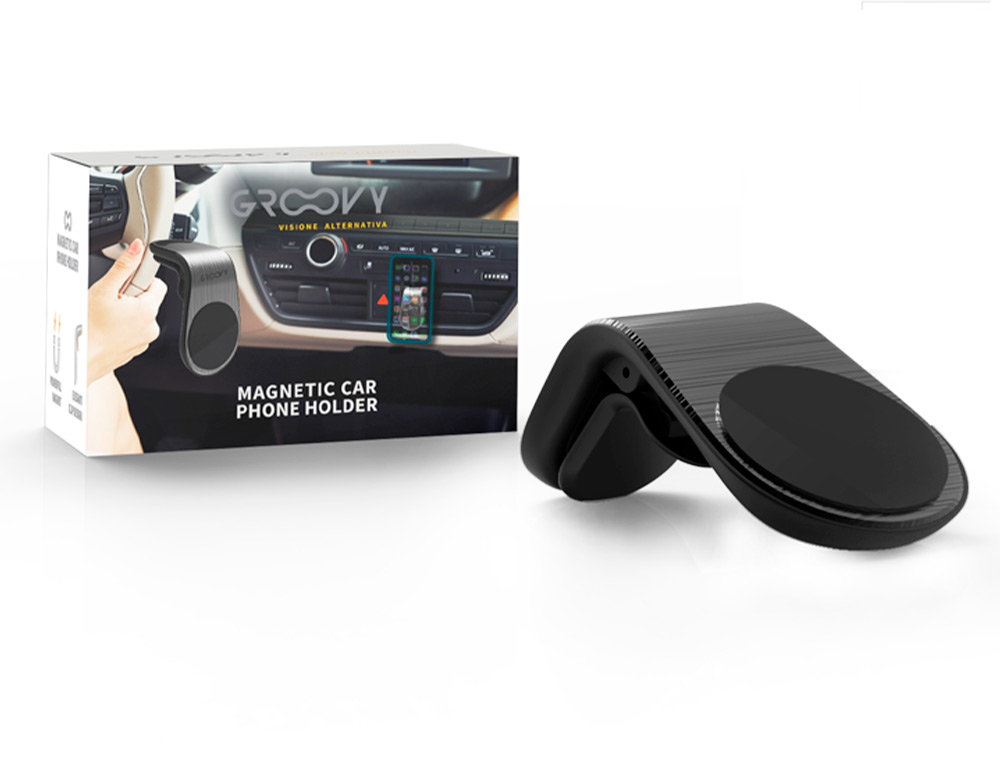 SOPORTE PARA MOVIL GROOVY COCHE UNIVERSAL MAGNETICO COLOR GRIS OSCURO