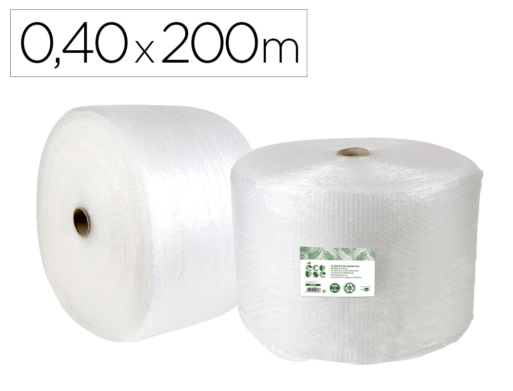 PLASTICO BURBUJA LIDERPAPEL ECOUSE 0.40X200M 30% DE PLASTICO RECICLADO