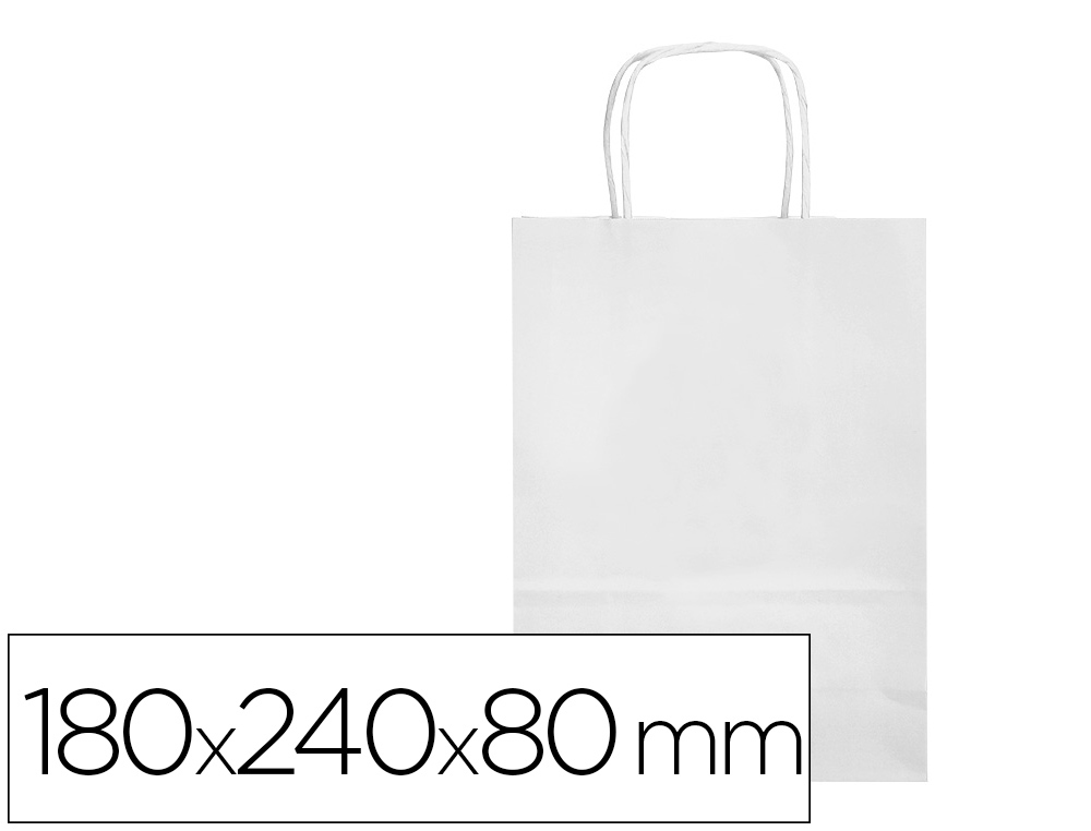 BOLSA PAPEL Q-CONNECT CELULOSA BLANCO XS CON ASA RETORCIDA 180X240X80 MM