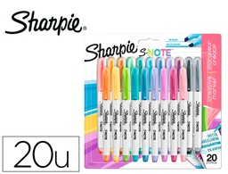 [2139179] ROTULADOR SHARPIE PERMANENTE S-NOTE PUNTA BISELADA TRAZO 1,2 /3,87 MM BLISTER 20 UNIDADES COLORES SURTIDOS