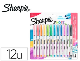 [2138233] ROTULADOR SHARPIE PERMANENTE S-NOTE PUNTA BISELADA TRAZO 1,2 /3,87 MM BLISTER 12 UNIDADES COLORES SURTIDOS