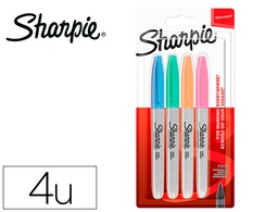 [2065402] ROTULADOR SHARPIE PERMANENTE FINO BLISTER 4 UNIDADES COLORES PASTEL SURTIDOS