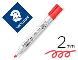 [351-2] ROTULADOR STAEDTLER LUMOCOLOR 351 PARA PIZARRA BLANCA PUNTA REDONDA 2 MM RECARGABLE COLOR ROJO