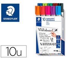 [351 B10] ROTULADOR STAEDTLER LUMOCOLOR 351 PARA PIZARRA BLANCA PUNTA REDONDA 2 MM RECARGABLE CAJA 10 UNIDADES COLORES SURTIDOS