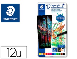 [149C M12] LAPICES DE COLORES STAEDTLER SUPER SOFT CAJA METAL DE 12 COLORES SURTIDOS