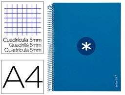 [KH01] CUADERNO ESPIRAL A4 MICRO ANTARTIK TAPA FORRADA 120H 90 GR CUADRO 5MM 5 BANDAS 4 TALADROS COLOR AZUL MARINO
