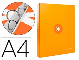 [KA68] CARPETA ANTARTIK A4 FORRADA 4 ANILLAS 25 MM REDONDAS COLOR MOSTAZA