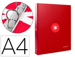 [KA67] CARPETA ANTARTIK A4 FORRADA 4 ANILLAS 25 MM REDONDAS COLOR FRAMBUESA