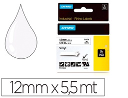 [18444] CINTA DYMO VINILO BLANCO 12MM X 5,5MT PARA ETIQUETADORA RHINO
