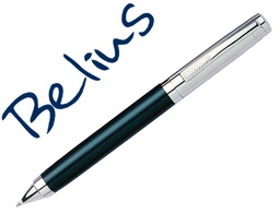 [BB226] BOLIGRAFO BELIUS FRANKFURT NEGRO Y PLATA TINTA AZUL EN ESTUCHE