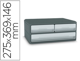 [1090216361] FICHERO CAJONES DE SOBREMESA CEP MOOV UP RECICLADO 80% 3 CAJONES COLOR GRIS 275X369X146 MM
