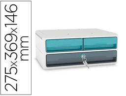 [1091212961] FICHERO CAJONES DE SOBREMESA CEP MOOV UP RECICLADO 80% CON CERRADURA 3 CAJONES COLOR AZUL/GRIS 275X369X146 MM