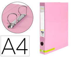 [AY46] CARPETA DE 2 ANILLAS 25 MM MIXTAS LIDERPAPEL A4 FORRADO COLOR SYSTEM CON OLLAO Y TARJETERO ROSA
