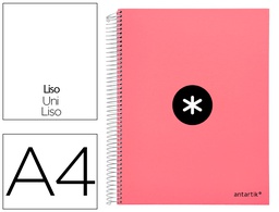 [KH05] CUADERNO ESPIRAL A4 MICRO ANTARTIK TAPA FORRADA 120H 90 GR LISO 5 BANDAS 4 TALADROS COLOR CORAL