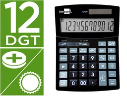 [XF29] CALCULADORA LIDERPAPEL SOBREMESA XF29 12 DIGITOS SOLAR Y PILAS COLOR NEGRO 190X140X30 MM