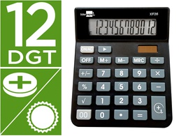 [XF26] CALCULADORA LIDERPAPEL SOBREMESA XF26 12 DIGITOS SOLAR Y PILAS COLOR NEGRO 127X105X24 MM
