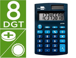 [XF06] CALCULADORA LIDERPAPEL BOLSILLO XF06 8 DIGITOS SOLAR Y PILAS COLOR AZUL 98X62X8 MM