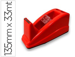 [KF11386] PORTARROLLO SOBREMESA Q-CONNECT PLASTICO PARA CINTA DE 33 MT COLOR ROJO 135X58X60 MM
