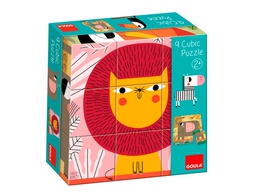 [53469] PUZLE GOULA CUBOS DE CARTON ANIMALES SELVA 6 ESCENAS DIFERENTES 9 PIEZAS