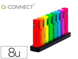 [KF11399] ROTULADOR Q-CONNECT FLUORESCENTE NEON PUNTA BISELADA ESTUCHE DE SOBREMESA 8 COLORES SURTIDOS