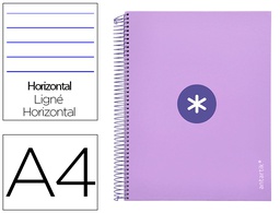 [KD97] CUADERNO ESPIRAL A4 MICRO ANTARTIK TAPA FORRADA 120H 90 GR HORIZONTAL 5 BANDAS 4 TALADROS COLOR LAVANDA