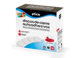 [13340] DISCO DE CIERRE PLICO VELCRO AUTOADHESIVO 20 MM DIAMETRO COLOR ROJO CAJA DE 200 UNIDADES