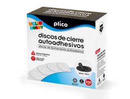 [13339] DISCO DE CIERRE PLICO VELCRO AUTOADHESIVO 20 MM DIAMETRO COLOR NEGRO CAJA DE 200 UNIDADES