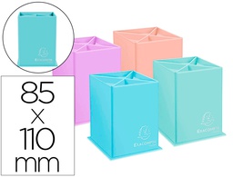 [67896D] CUBILETE PORTALAPICES EXACOMPTA AQUAREL CARTON 4 COMPARTIMENTOS COLORES PASTEL SURTIDOS