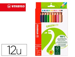 [6019/2-121] LAPICES DE COLORES STABILO GREEN COLORS CON CERTIFICADO FSC ESTUCHE CARTON DE 12 UNIDADES COLORES SURTIDOS