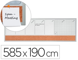 [1903780] PLANIFICADOR SEMANAL NOBO MAGNETICO + TABLERO CORCHO HORIZONTAL CON MARCO DE ALUMINIO 585X190 MM