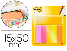 [7100259441] BLOC DE NOTAS ADHESIVAS QUITA Y PON POST-IT MININOTAS ENERGETIC COLOUR 15 X 50 MM 50 HOJAS PACK DE 5 UNIDADES