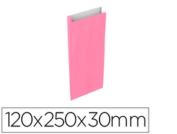 [02032004] SOBRE PAPEL BASIKA CELULOSA ROSA CON FUELLE XS 120X250X30 MM PAQUETE DE 25 UNIDADES
