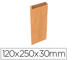 [02017001] SOBRE PAPEL BASIKA KRAFT NATURAL LISO CON FUELLE XS 120X250X30 MM PAQUETE DE 25 UNIDADES