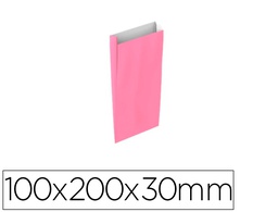 [02031004] SOBRE PAPEL BASIKA CELULOSA ROSA CON FUELLE XXS 100X200X30 MM PAQUETE DE 25 UNIDADES
