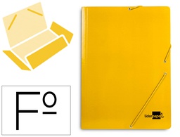[CG96] CARPETA LIDERPAPEL GOMAS FOLIO 3 SOLAPAS CARTON PLASTIFICADO COLOR AMARILLO