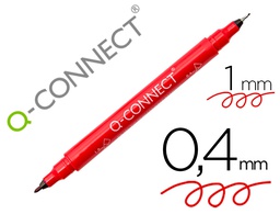 [KF11345] ROTULADOR Q-CONNECT MARCADOR PERMANENTE DOBLE PUNTA COLOR ROJO 0,4 MM Y 1 MM