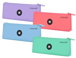 [TK58] BOLSO ESCOLAR PORTATODO ANTARTIK SILICONA TRIANGULAR COLORES SURTIDOS PASTEL CELESTE CORAL LAVANDA Y MENTA