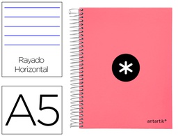 [KH14] CUADERNO ESPIRAL A5 MICRO ANTARTIK TAPA FORRADA120H 100 GR HORIZONTAL 5 BANDA6 TALADROS COLOR CORAL