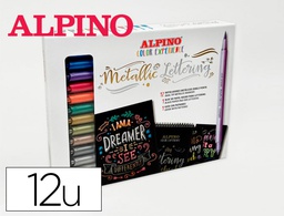 [AR010701] ROTULADOR ALPINO METALLIC LETTERING DOBLE PUNTA ESTUCHE DE 12 UNIDADES COLORES SURTIDOS