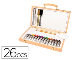 [D12650055000] MALETIN DE PINTURAS ACRILICAS DALER ROWNEY MADERA 26 PIEZAS 334X204X50 MM