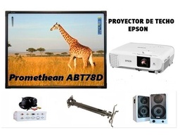 [PACK AB10T78D COMPLETO] PIZARRA INTERACTIVA PROMETHEAN AB10T78D TACTIL 78\" CON PROYECTOR DISTANCIA LARGA + ALTAVOCES E
