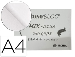 [1557229] BLOC DIBUJO MULTITECNICAS MICHEL ECONOBLOC MIX MEDIA DIN A4 ENCOLADO 100 HOJAS 240 GR/M2 210X297 MM