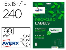 [LR7162-15] ETIQUETA ADHESIVA AVERY BLANCA PERMANENTE RECICLADA 100% PARA IMPRESORA LASER 99,1X33,9 MM CAJA DE 240
