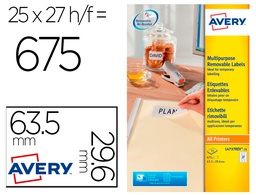 [L4737REV-25] ETIQUETA ADHESIVA AVERY BLANCA REMOVIBLE LASER INK-JET FOTOCOPIADORA 63,5X29,6 MM CAJA DE 675 UNIDADES