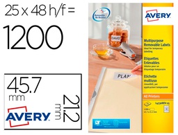 [L4736REV-25] ETIQUETA ADHESIVA AVERY BLANCA REMOVIBLE PARA LASER INK-JET FOTOCOPIADORA 45,7X 21,2 MM CAJA DE 1200 UNIDADES